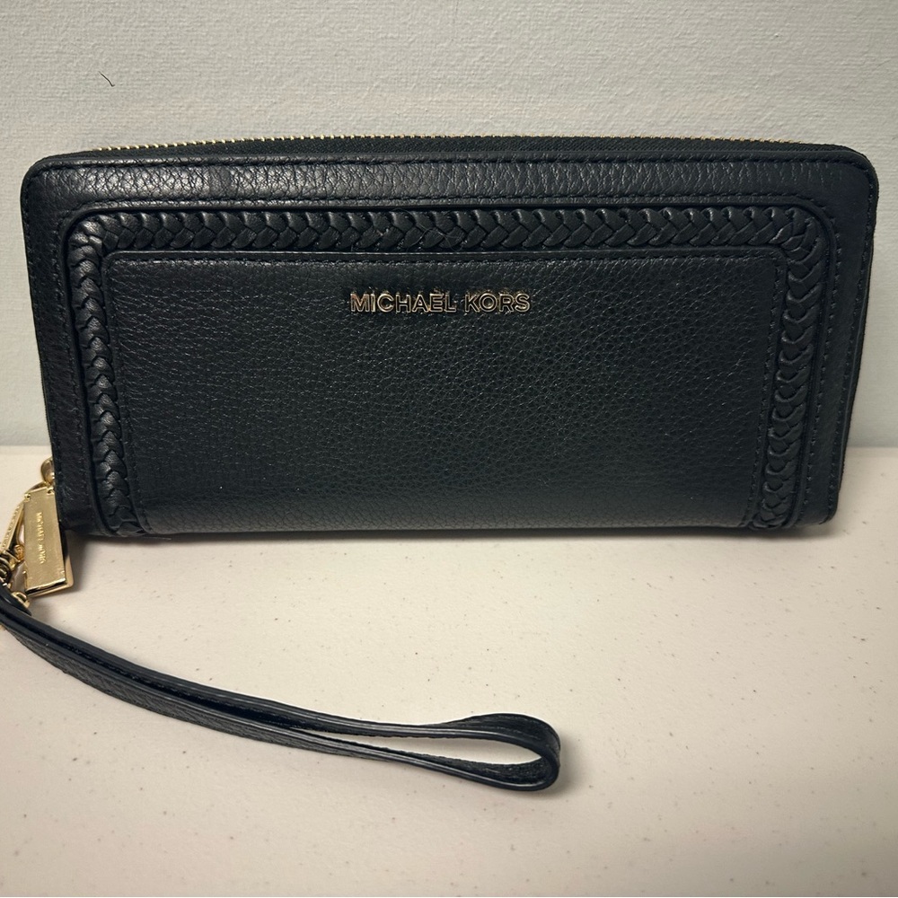 Michael Kors Black Leather Wristlet